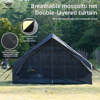 Outdoor inflatable camping tent with a panoramic skylight, suitable for activities such as camping, hiking, and fishing.