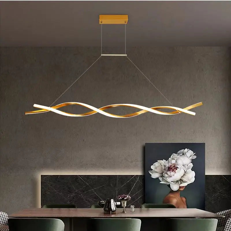 Minimalist LED Chandelier for Dining Room. Modern Geometric Kitchen Pendant Light Simple Home Decor