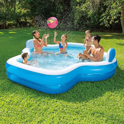 10-Foot Family Pool with 2 Inflatable Seats and Backrests, Durable & Easy Setup
