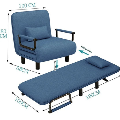 Modern folding sofa bed with with armrest for small apartment
