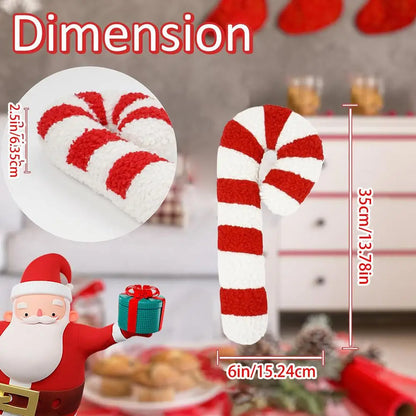 Candy Cane Throw Pillow Sofa, Plush Cushion Christmas Decor for Sofa Bed