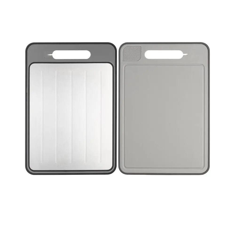 Double-Sided Cutting Board Stainless Steel and Wheat Straw Chopping Board Non-Slip