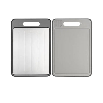 Double-Sided Cutting Board Stainless Steel and Wheat Straw Chopping Board Non-Slip