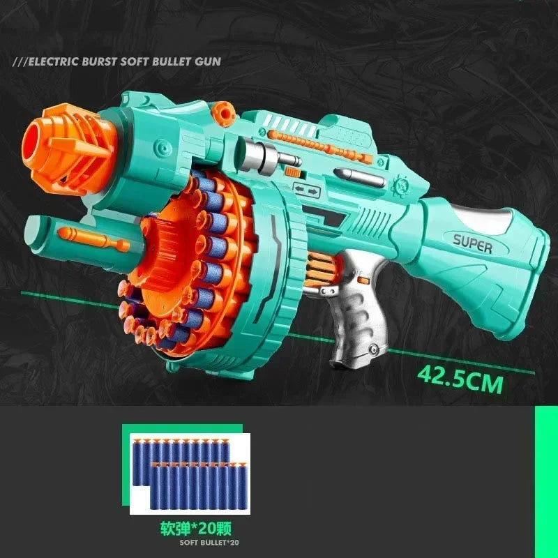 B Nerfs Gun Toy Children's Electric Continuous Shooting Gatling Gun. Suction Cup Soft Bullet BB Gun Juguetes for Kids Gift