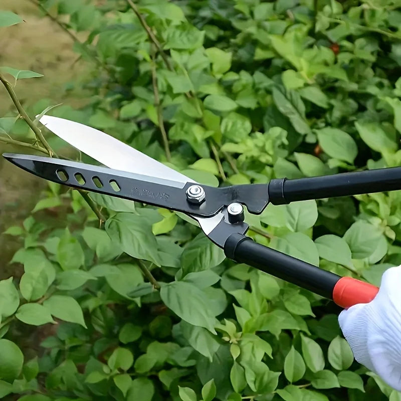 Heavy Duty Manganese Steel Gardening Scissors with Ergonomic Iron Handle and Red Grip