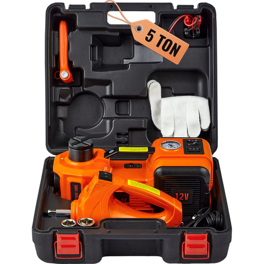VEVOR 5T Electric Car Jack, Hydraulic Jack with Electric Impact Wrench, Built-in Inflatable Pump