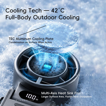 KINSCOTER Outdoor Foldable Portable Handheld Mini Cooling Fan. Rechargeable 3600mAh 100-level Free Control High Speed Turbo Fan