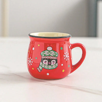 Christmas Ceramic Coffee Mug, Santa, Snowman, Reindeer & Xmas Tree Porcelain Latte Tea Cup Winter Holiday Gift