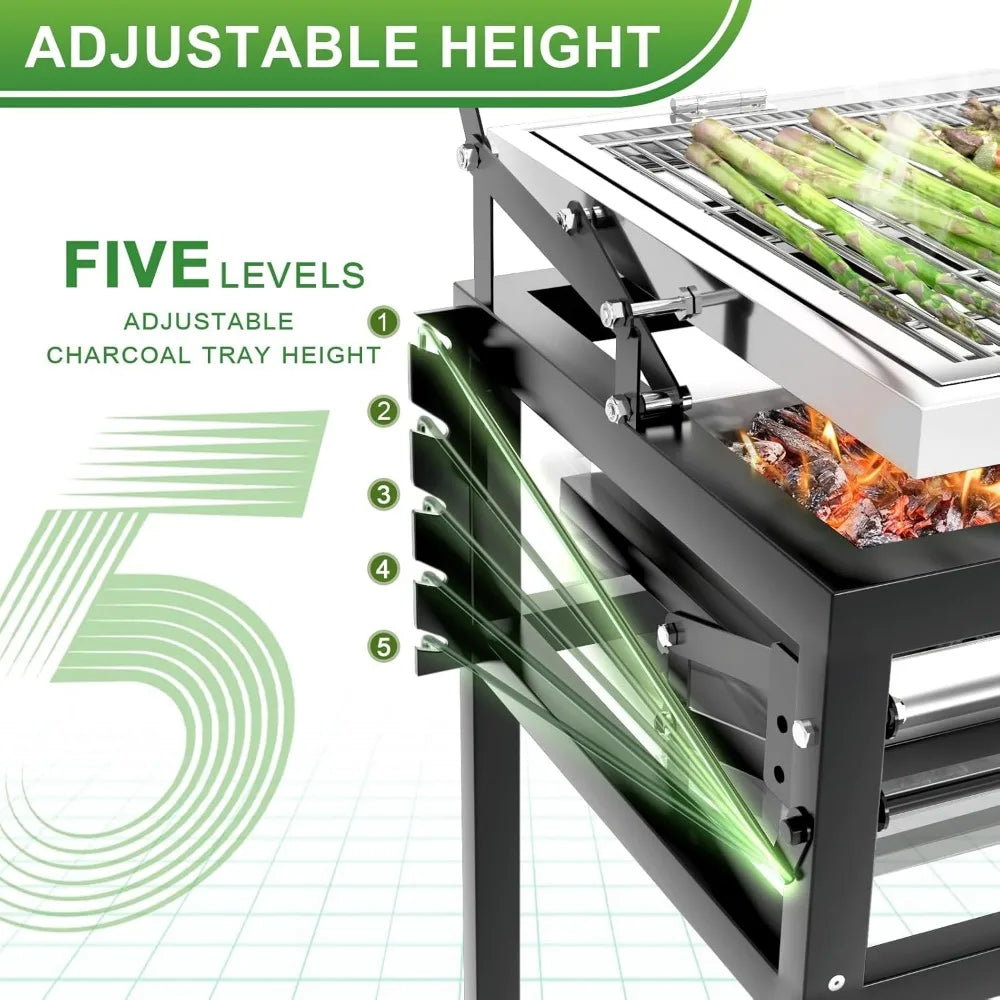 Portable Outdoor Camping Charcoal Grill with 360-Degree Rotation Feature