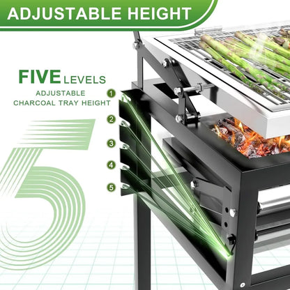 Portable Outdoor Camping Charcoal Grill with 360-Degree Rotation Feature