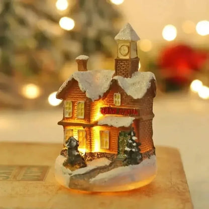 Christmas Snowman Luminous Decoration, Santa Claus Shop Micro Landscape Christmas LED Decoration