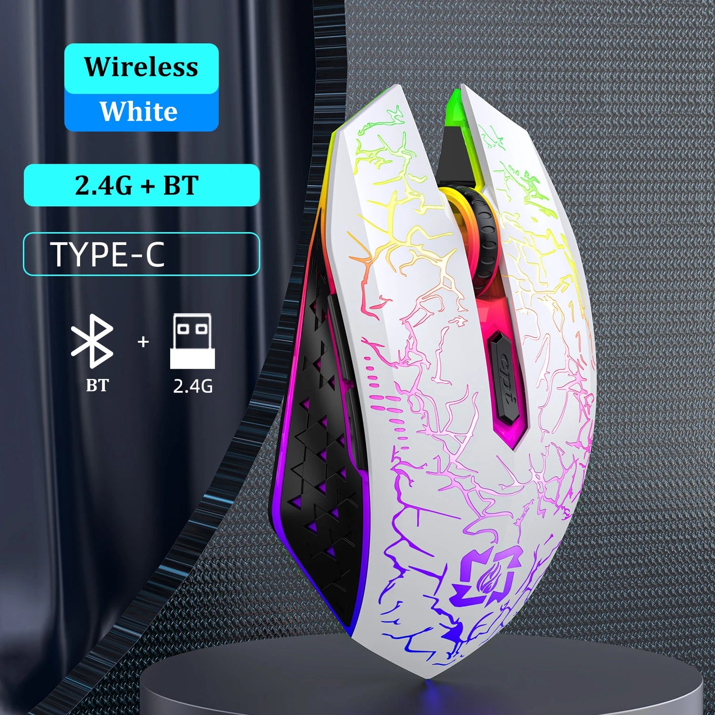 Bluetooth 5.2 Mouse RGB 2.4G Wireless Mouse, Dual-Mode Gaming Silent Mouse For MacBook, Tablets & Laptop / Desktop Computers