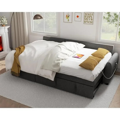 Sectional Sofa Couch, 87" Sleeper Sofa Bed