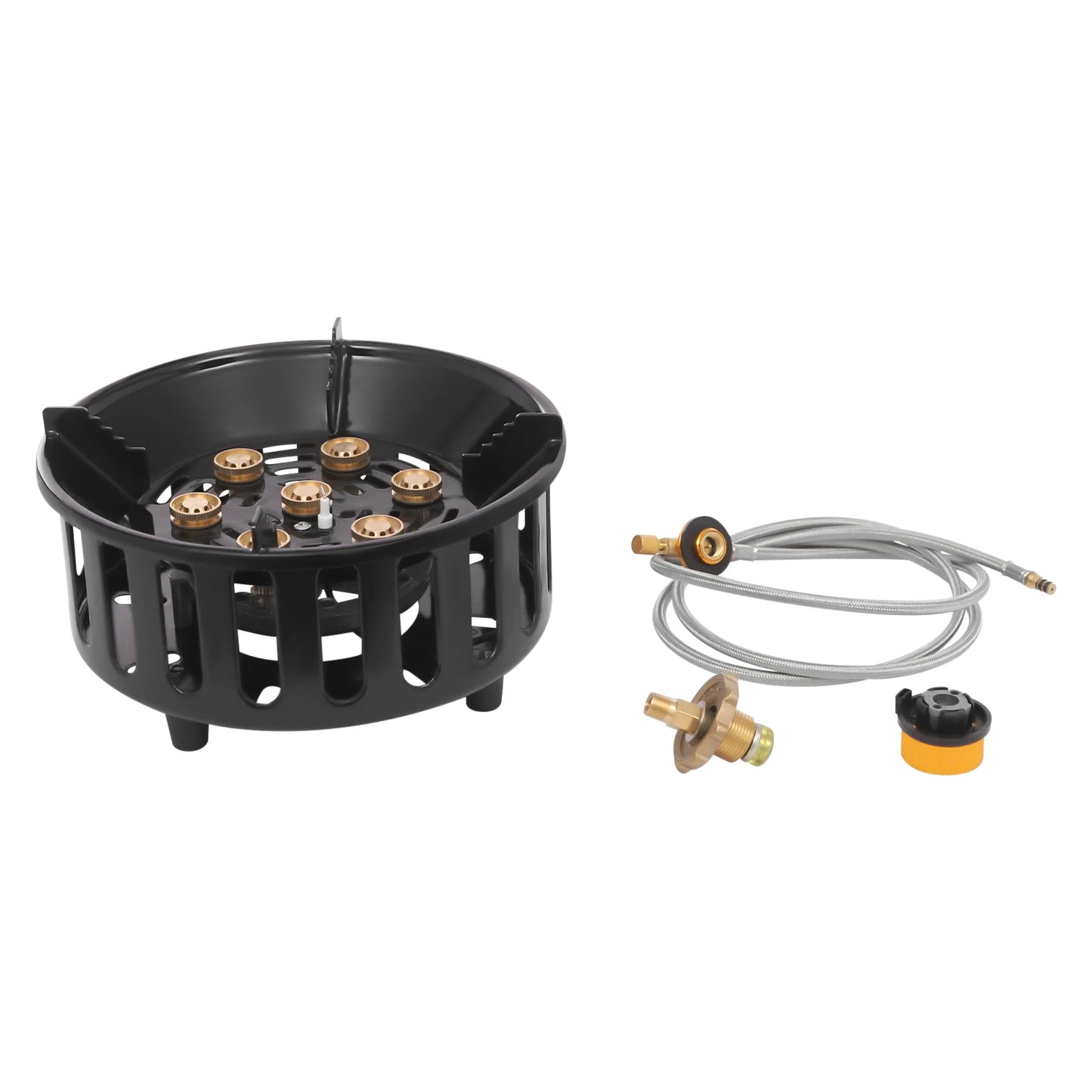 21000W Portable Butane Camping Stove outdoor burner with 2 Adapters. Gas Stove propane portable stove for Outdoor Frying Boiling