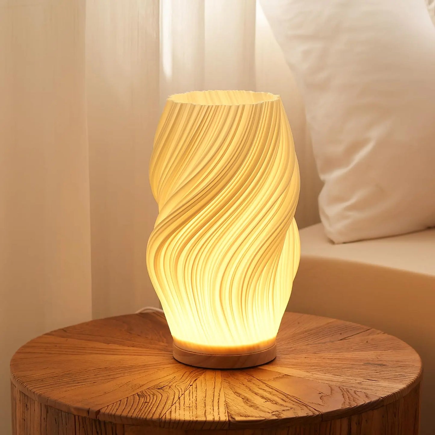 3D Desk Pleated Bedroom Bedside Lamp with 3 Levels, Dimmable Desk Lights LED