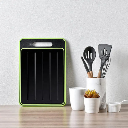 Double-Sided Cutting Board Stainless Steel and Wheat Straw Chopping Board Non-Slip