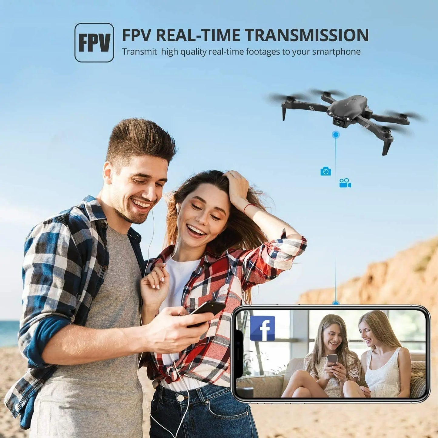 Latest V13 Foldable Drone, 6K HD Dual Lens Camera, WiFi FPV Real-time Transmission, Portable Travel Camera Drone for Beginners Adults Outdoor Shooting