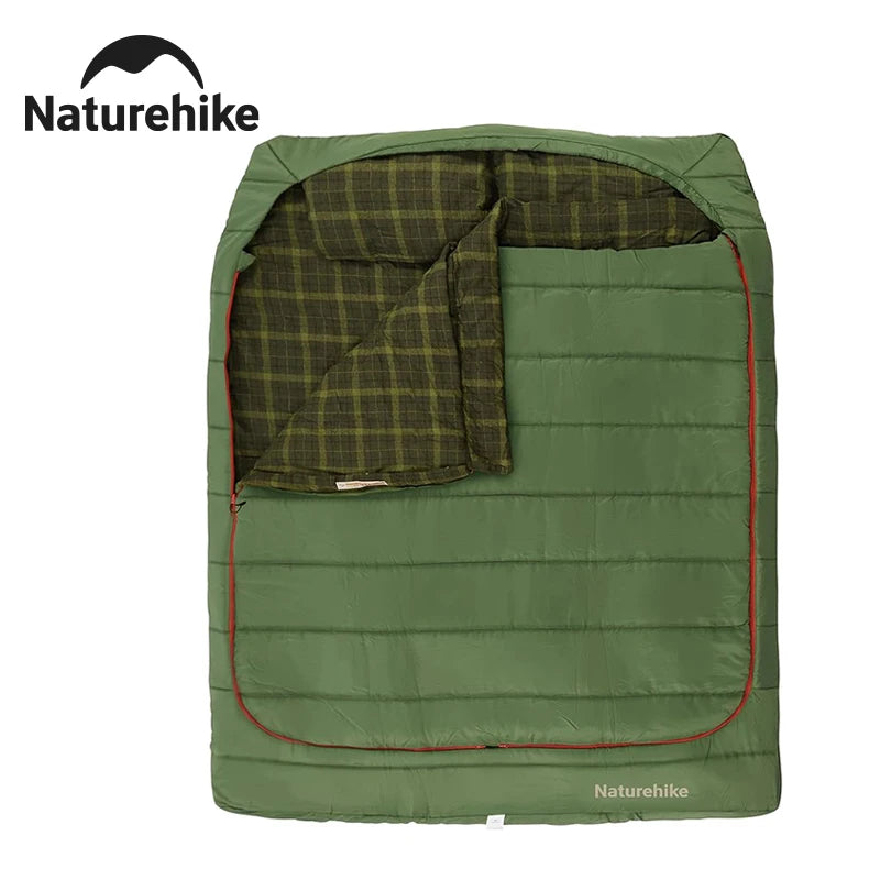 Naturehike Flannel Sleeping Bag Two Person with Pillows for Adults & Couples. All Seasons Camping Hiking Backpacking Sleeping Bag