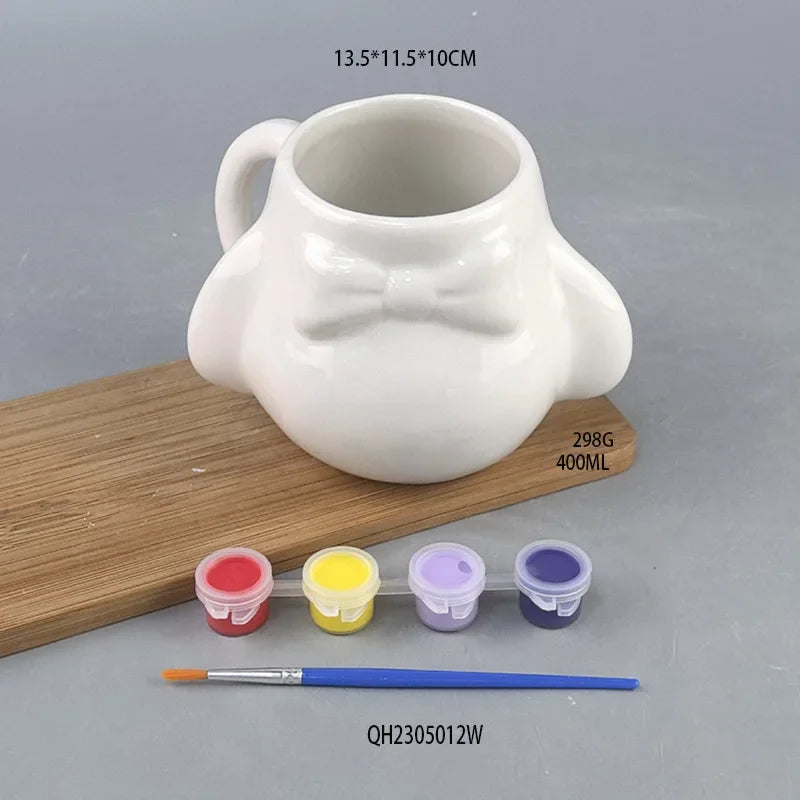 Creative DIY Christmas Tree Ceramic Cup Pure White Color it Yourself with Lid Mug Cup Couple Christmas Universal Coffee Cup