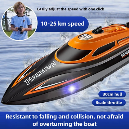 Children 2.4GHz RC Speedboat Toys. 25km/h Waterproof High Speed Electric Remote Control Racing Boat