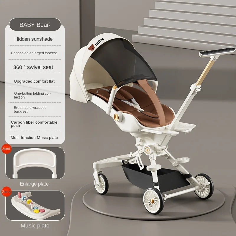 Ultra-lightweight, High Landscape, Three-speed Adjustable & Two-way One-touch Folding Baby Walking Stroller
