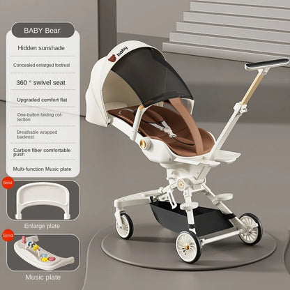 Ultra-lightweight, High Landscape, Three-speed Adjustable & Two-way One-touch Folding Baby Walking Stroller