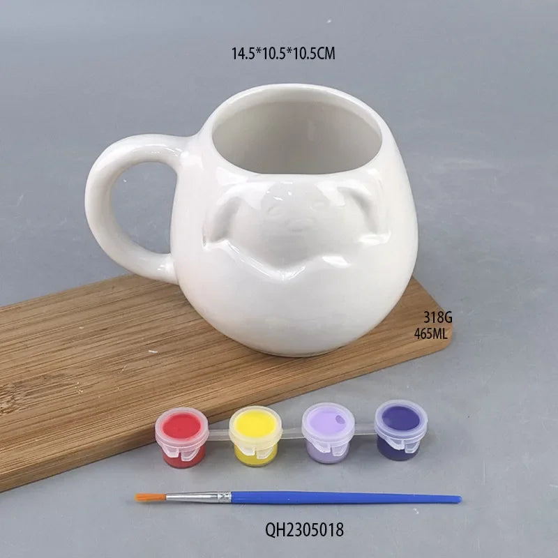 Creative DIY Christmas Tree Ceramic Cup Pure White Color it Yourself with Lid Mug Cup Couple Christmas Universal Coffee Cup