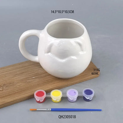 Creative DIY Christmas Tree Ceramic Cup Pure White Color it Yourself with Lid Mug Cup Couple Christmas Universal Coffee Cup