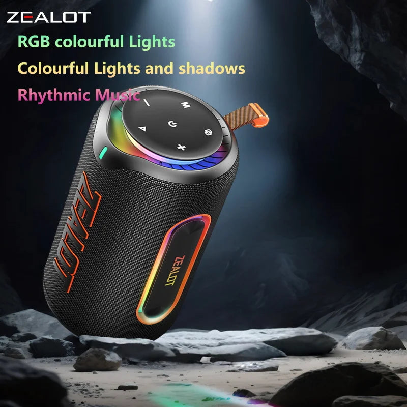 ZEALOT-MP1 60W Wireless Speaker RGB Light 30H Playtime Waterproof IPX6 Dual Pairing 8000mAh Battery