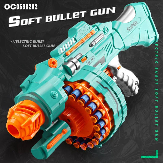 B Nerfs Gun Toy Children's Electric Continuous Shooting Gatling Gun. Suction Cup Soft Bullet BB Gun Juguetes for Kids Gift