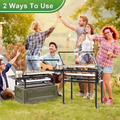 Portable Outdoor Camping Charcoal Grill with 360-Degree Rotation Feature