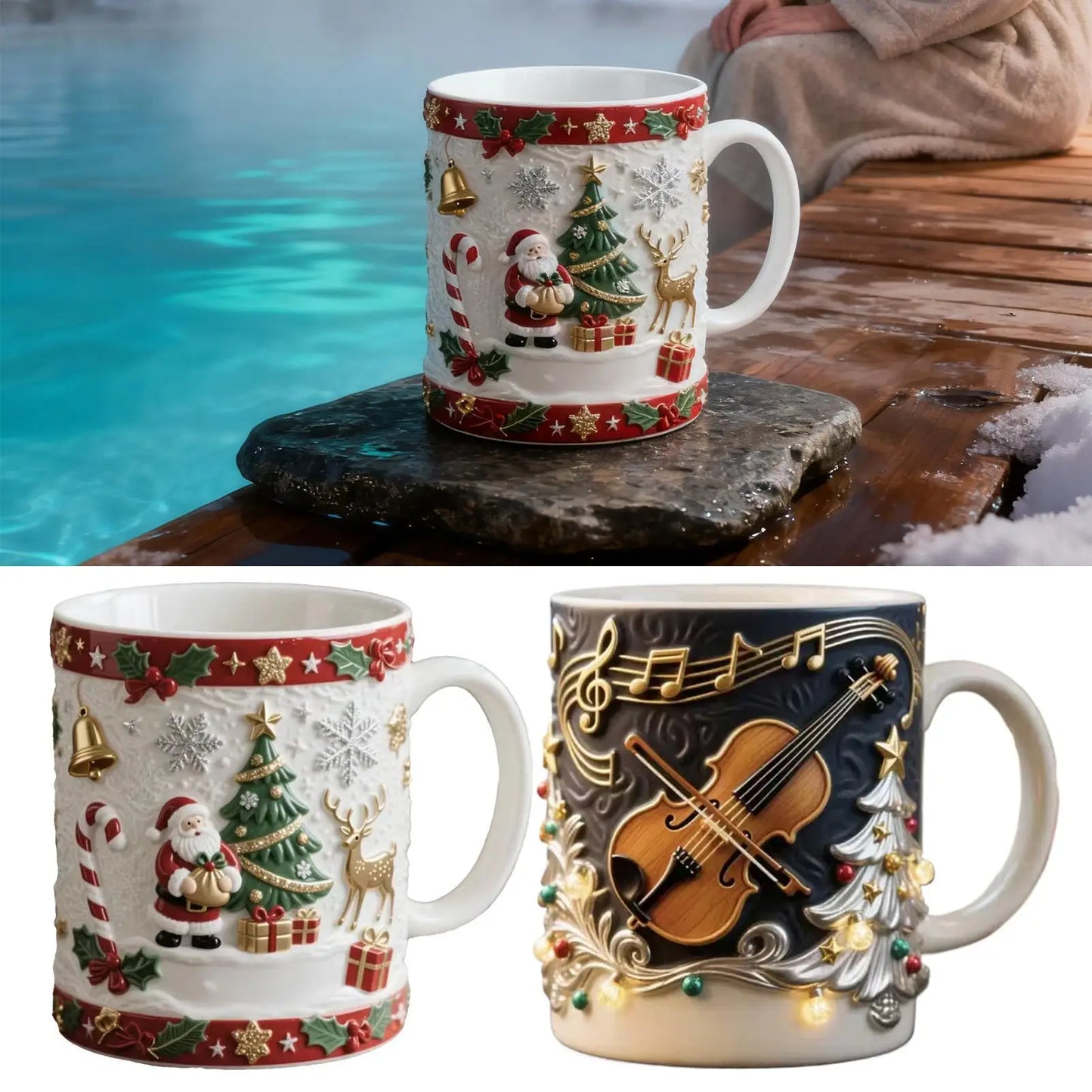 Christmas Coffee Cups, Breakfast Cup, Tea Mugs for Morning Routine with Christmas design