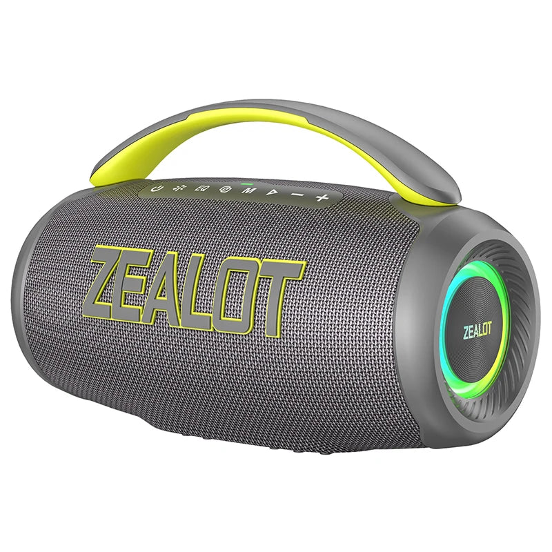 ZEALOT-P12 Speaker 60W Portable Bluetooth Speaker with IPX6 Waterproof, Comfortable handle, Controllable lighting, TF, USB