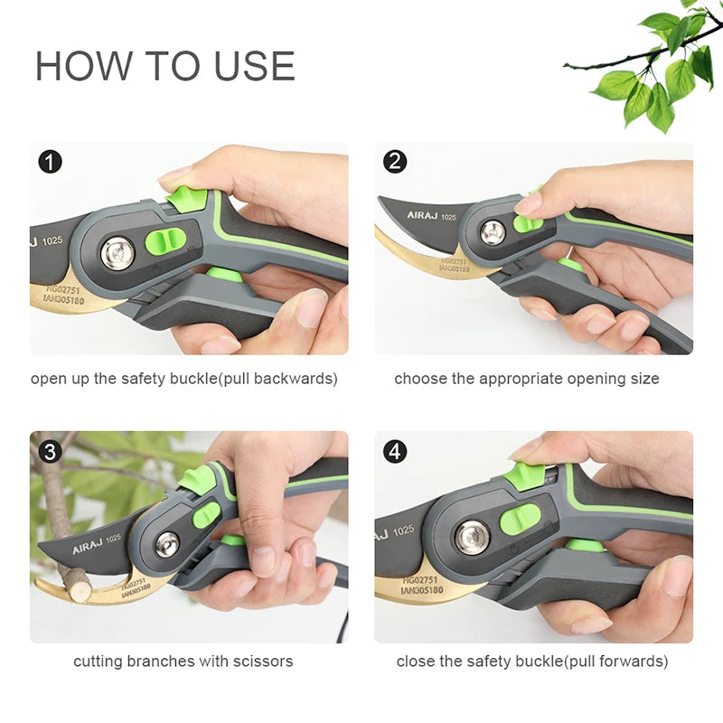 AIRAJ Plant Trim Garden Pruning Shears, Garden Scissor Tool Branch Shear Orchard Folding Saw Set
