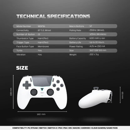 FANTECH NOVA II WGP16 Wireless controller with Hall Joystick and Effect Trigger & Built-in Speaker for PS4 NS2 Gamepad