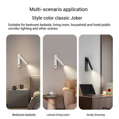 Minimalist Rotatable Wall Sconce with Switch Home Decor. Study Bedroom Bedside Reading Lamp. Spotlight LED Adjustable Angle Wall Lamp
