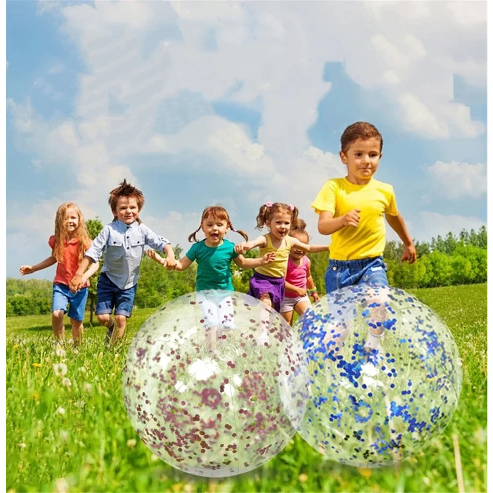 40CM Glitter Inflatable Beach Ball Transparent PVC Sparkle Water Toy 7 Colors Trendy Summer Beach Pool Party Outdoor