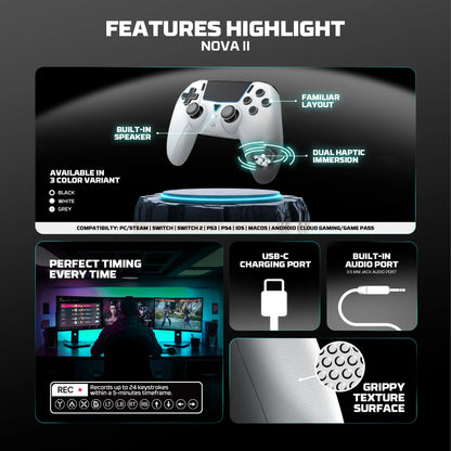 FANTECH NOVA II WGP16 Wireless controller with Hall Joystick and Effect Trigger & Built-in Speaker for PS4 NS2 Gamepad