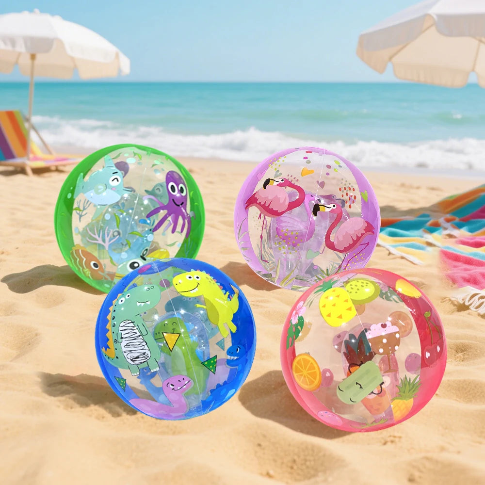 Colorful Striped Transparent Ball Inflatable Beach Ball, Suitable For Beach Pool Party Games