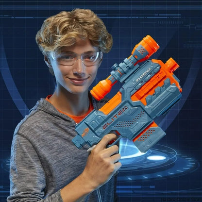 Hasbro Nerf Elite 2.0. Phoenix CS-6 Toy Gun with 12 Darts & Motorized Blaster Fire Play, Mission Clip Dart Fun for Kids