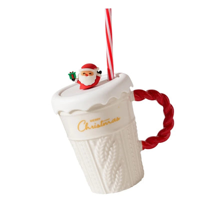 Christmas Themed Beverage Cup, Seasonal Ceramic Mugs, Christmas Hot Beverage Cup for Coffee & Milk
