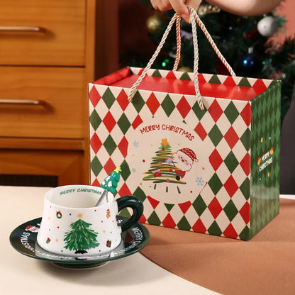 Christmas Gifts % Holiday Gift Set Ceramic Mugs for Coffee, Milk & Tea with Christmas Themed Designs