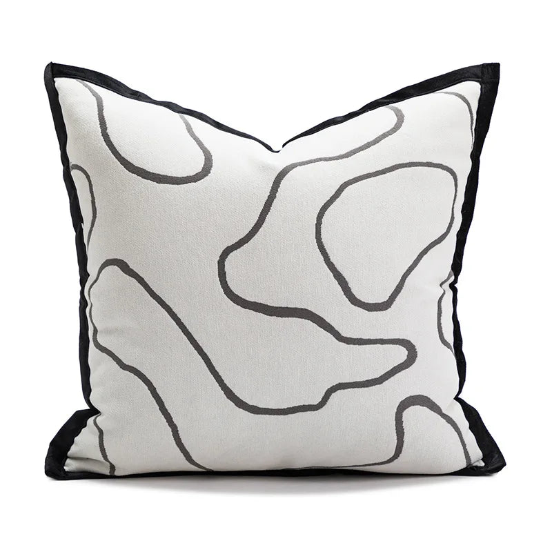 Modern simple Cushion black and white Chenille jacquard Pillow