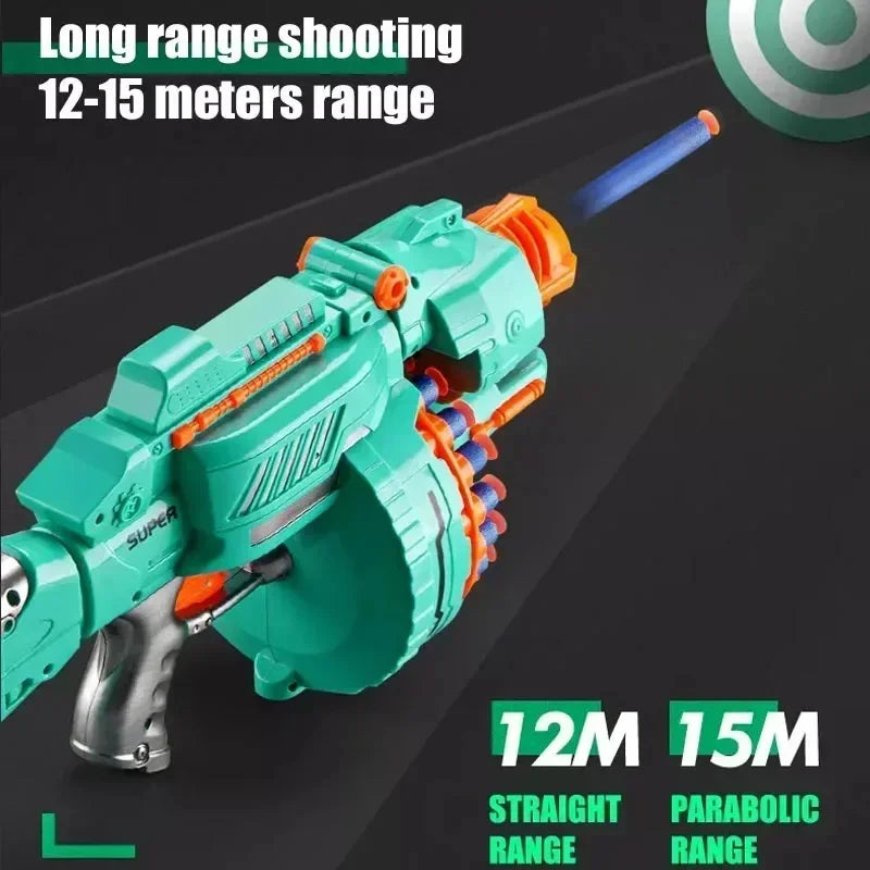 B Nerfs Gun Toy Children's Electric Continuous Shooting Gatling Gun. Suction Cup Soft Bullet BB Gun Juguetes for Kids Gift