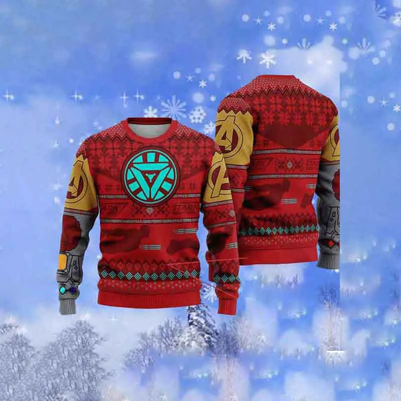 Winter New Marvel Christmas Sweater Iron Man Series. Creative Fashion Personalized Holiday Wear for Men