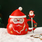 New Year Gift Set Ceramic Christmas Mug with Lid Spoon