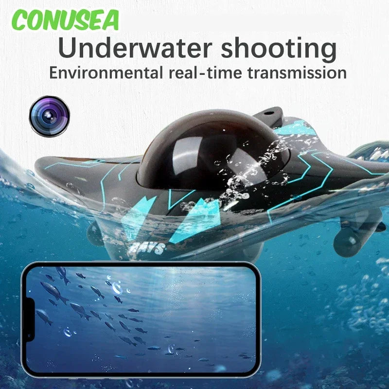 6CH RC Boat Submarine With Camera. Underwater Remote Control. Wifi FPV Remote Control Boats For Kids Gifts