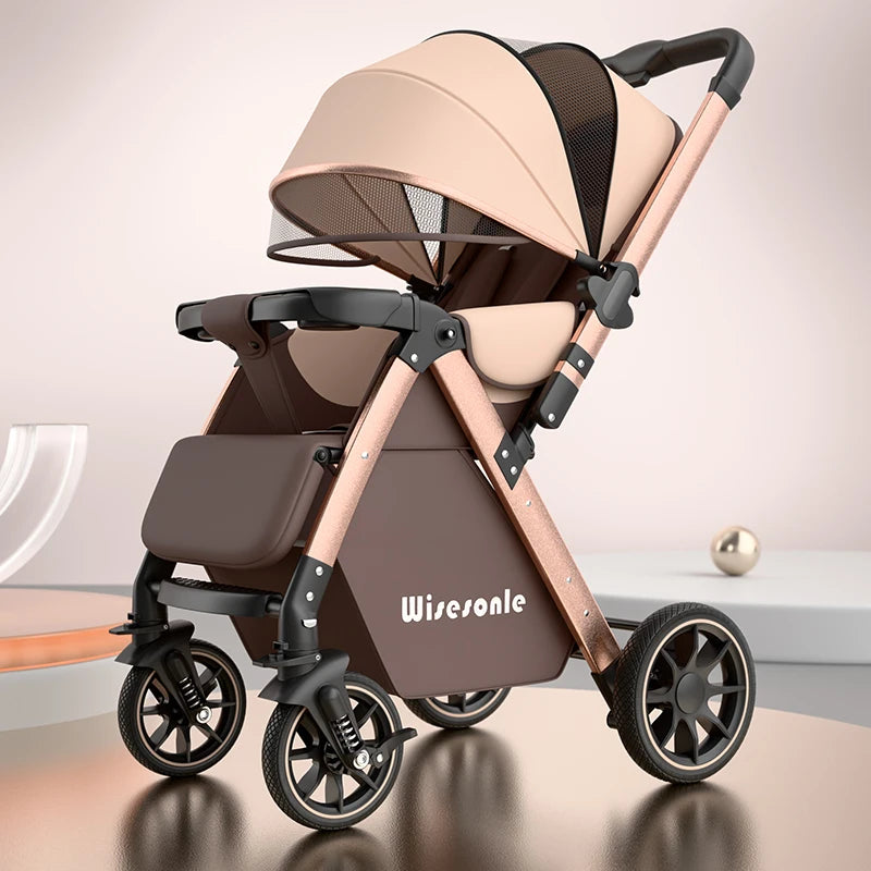 Upgraded Baby Strollers can Sit and Lie Down, High Landscape Lightweight Folding Two-way Stroller Children Stroller