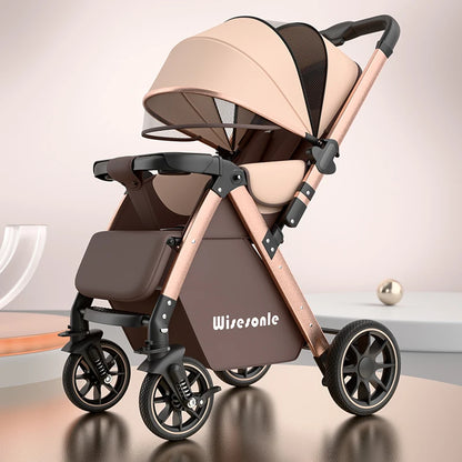 Upgraded Baby Strollers can Sit and Lie Down, High Landscape Lightweight Folding Two-way Stroller Children Stroller