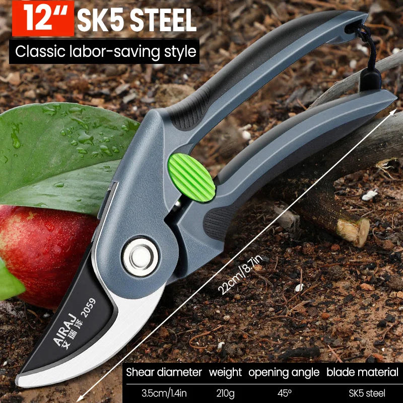 AIRAJ Plant Trim Garden Pruning Shears, Garden Scissor Tool Branch Shear Orchard Folding Saw Set